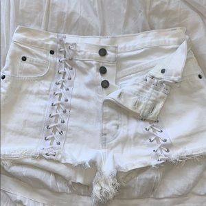 Carmar lace up denim shorts